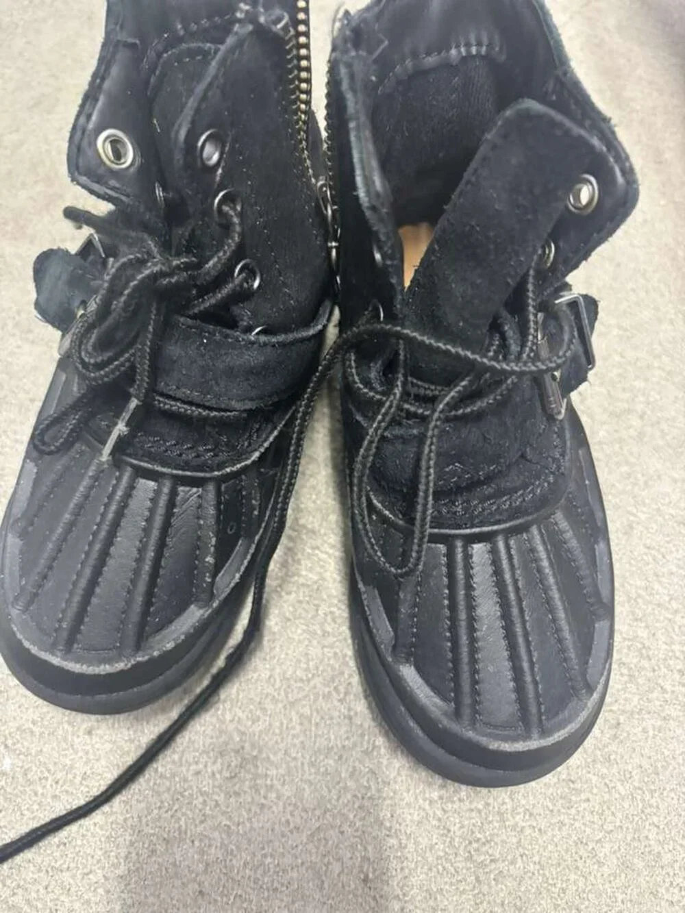Polo Ralph Lauren Kids Colton Black Suede Rubber Duck Boots Shoes Size 10T